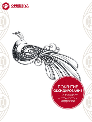 Брошь серебро 925 пробы, покрытие - оксидирование, без вставок