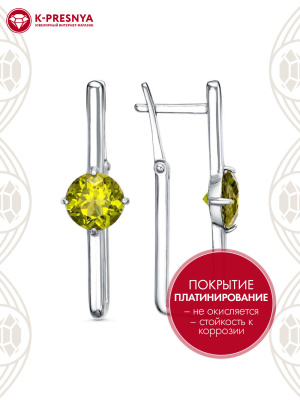 Серьги бижутерия, покрытие - платинирование, вставка - фианит (недрагоценный камень)