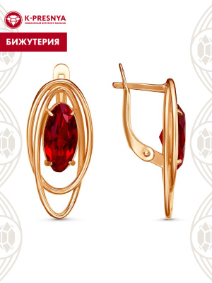 Серьги бижутерия, покрытие - золочение, вставка - стекло ювелирное собственной огранки