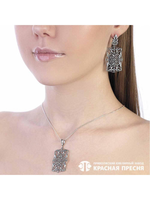 Подвеска серебро 925 пробы, покрытие - оксидирование, без вставок