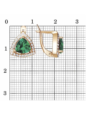Серьги бижутерия, покрытие - золочение, вставка - искусственная шпинель, стекло ювелирное preciosa