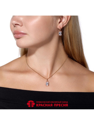 Серьги бижутерия, покрытие - золочение, вставка - фианит (недрагоценный камень)