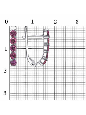 Серьги бижутерия, покрытие - платинирование, вставка - синтетический корунд