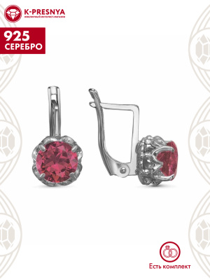 Серьги серебро 925 пробы, покрытие - оксидирование, вставка - синтетический корунд