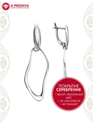 Серьги бижутерия, покрытие - серебрение с оксидированием, вставка - стекло ювелирное preciosa