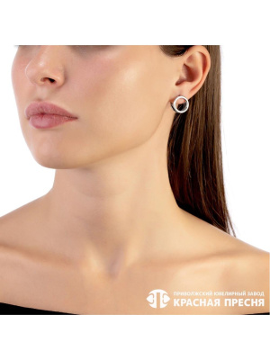 Серьги бижутерия, покрытие - серебрение с оксидированием, без вставок