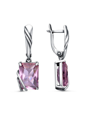 Серьги серебро 925 пробы, покрытие - оксидирование, вставка - стекло ювелирное собственной огранки