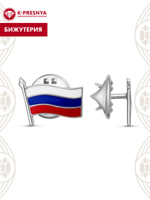 Значок бижутерия, покрытие - серебрение с оксидированием, отделка - эмаль, без вставок