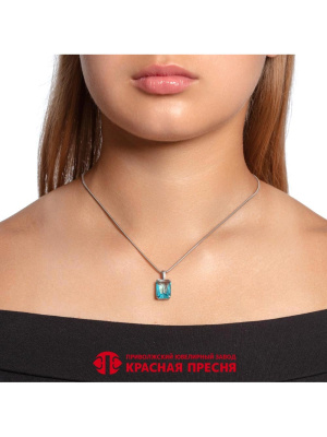 Подвеска серебро 925 пробы, покрытие - родирование, вставка - стекло ювелирное собственной огранки