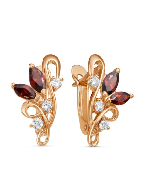 Серьги бижутерия, покрытие - золочение, вставка - фианит (недрагоценный камень)