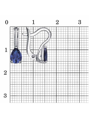 Серьги серебро 925 пробы, покрытие - платинирование, вставка - искусственная шпинель
