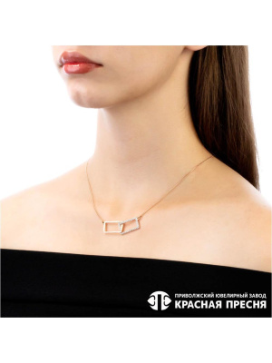 Колье серебро 925 пробы, покрытие - золочение, выборочное родирование, вставка - фианит (недрагоценный камень)