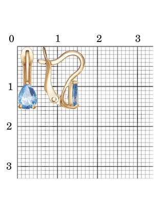 Серьги бижутерия, покрытие - золочение, вставка - фианит (недрагоценный камень)