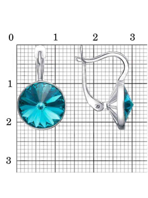 Серьги бижутерия, покрытие - серебрение с оксидированием, вставка - стекло ювелирное preciosa