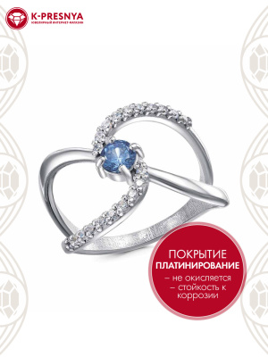 Кольцо серебро 925 пробы, покрытие - платинирование, вставка - фианит (недрагоценный камень)