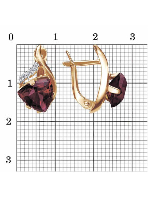 Серьги серебро 925 пробы, покрытие - золочение, выборочное родирование