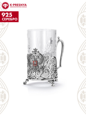 Подстаканник серебро 925 пробы, покрытие - оксидирование, отделка - эмаль, без вставок