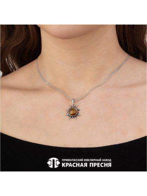 Подвеска серебро 925 пробы, покрытие - оксидирование, вставка - искусственный кошачий глаз