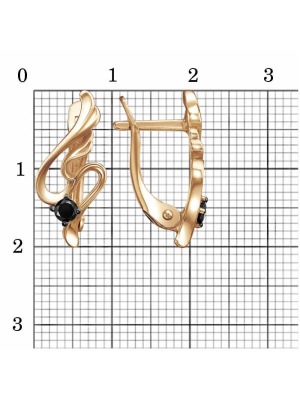 Серьги серебро 925 пробы, покрытие - золочение, выборочное родирование, вставка - фианит (недрагоценный камень)