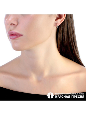 Серьги серебро 925 пробы, покрытие - золочение, отделка - эмаль, без вставок