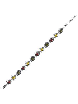 Браслет бижутерия, покрытие - серебрение с оксидированием, вставка - фианит (недрагоценный камень)