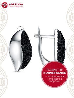 Серьги бижутерия, покрытие - платинирование, вставка - стекло ювелирное preciosa