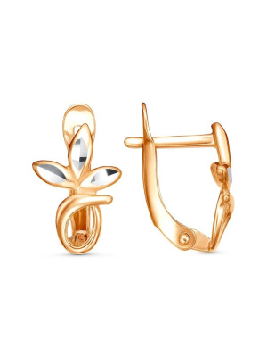 Серьги серебро 925 пробы, покрытие - золочение, отделка - алмазная грань, без вставок