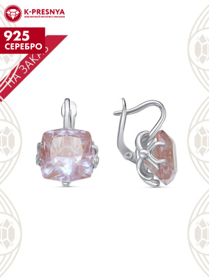 Серьги серебро 925 пробы, покрытие - родирование, вставка - ситалл собственной огранки