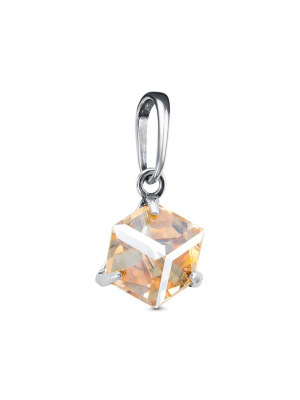 Подвеска бижутерия, покрытие - серебрение с оксидированием, вставка - ювелирное стекло европейской огранки