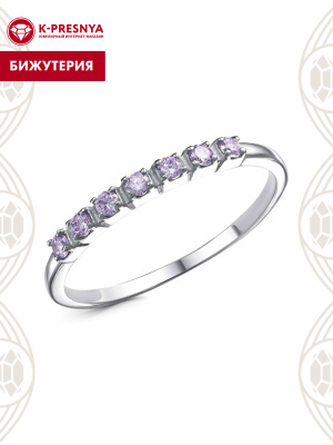 Кольцо бижутерия, покрытие - платинирование, вставка - фианит (недрагоценный камень)