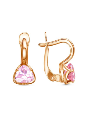 Серьги бижутерия, покрытие - золочение, вставка - фианит (недрагоценный камень)