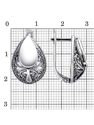 Серьги серебро 925 пробы, покрытие - оксидирование, без вставок
