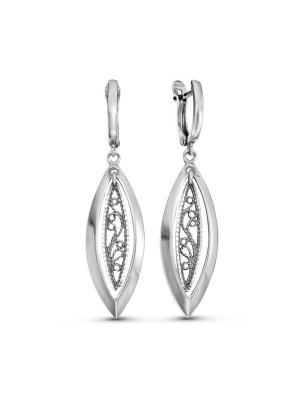 Серьги серебро 925 пробы, покрытие - оксидирование, без вставок