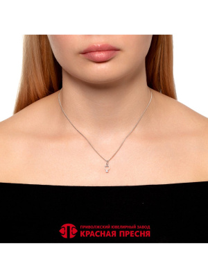 Подвеска серебро 925 пробы, покрытие - родирование, вставка - фианит (недрагоценный камень)