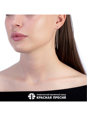 Серьги серебро 925 пробы, покрытие - золочение, без вставок