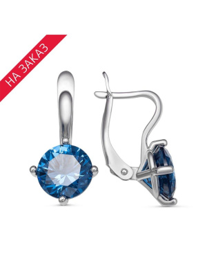Серьги серебро 925 пробы, покрытие - родирование, вставка - искусственная шпинель