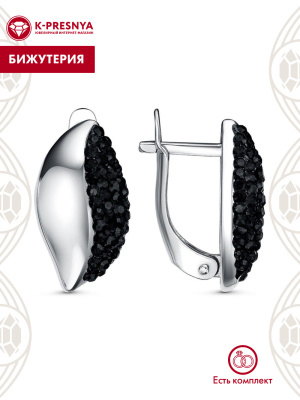 Серьги бижутерия, покрытие - платинирование, вставка - стекло ювелирное preciosa