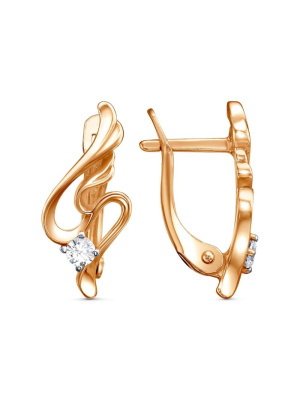 Серьги серебро 925 пробы, покрытие - золочение, выборочное родирование, вставка - фианит (недрагоценный камень)