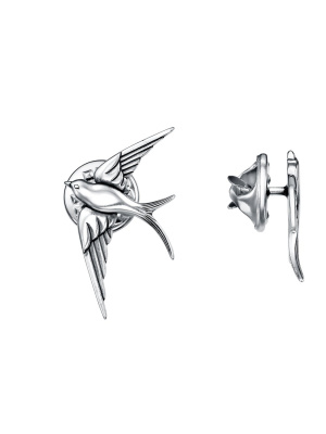 Брошь серебро 925 пробы, покрытие - оксидирование, без вставок