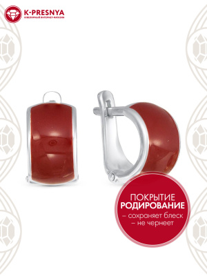 Серьги серебро 925 пробы, покрытие - родирование, отделка - эмаль, без вставок