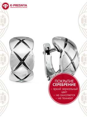 Серьги бижутерия, покрытие - серебрение с оксидированием, без вставок