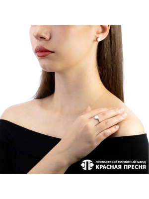 Серьги серебро 925 пробы, покрытие - платинирование, вставка - перламутр