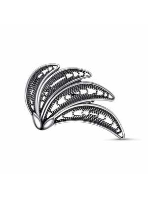 Брошь бижутерия, покрытие - серебрение с оксидированием, без вставок