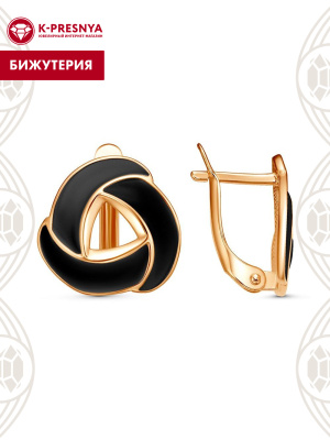 Серьги бижутерия, покрытие - золочение, отделка - эмаль, без вставок