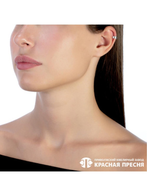 Серьга серебро 925 пробы, покрытие - родирование, без вставок Серьга серебро 925 пробы, покрытие - родирование, без вставок