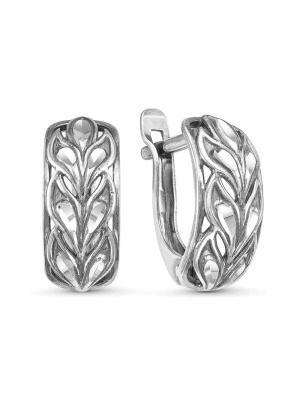 Серьги серебро 925 пробы, покрытие - оксидирование, отделка - алмазная грань, без вставок