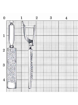 Серьги бижутерия, покрытие - серебрение с оксидированием, вставка - стекло ювелирное preciosa