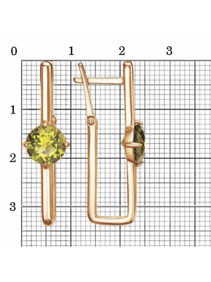 Серьги бижутерия, покрытие - золочение, вставка - фианит (недрагоценный камень)