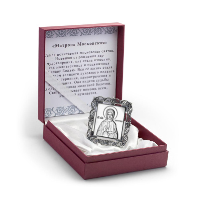 Икона"матрона московская" серебро 925 пробы, покрытие - оксидирование, без вставок