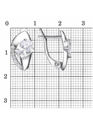 Серьги серебро 925 пробы, покрытие - платинирование, вставка - фианит (недрагоценный камень)